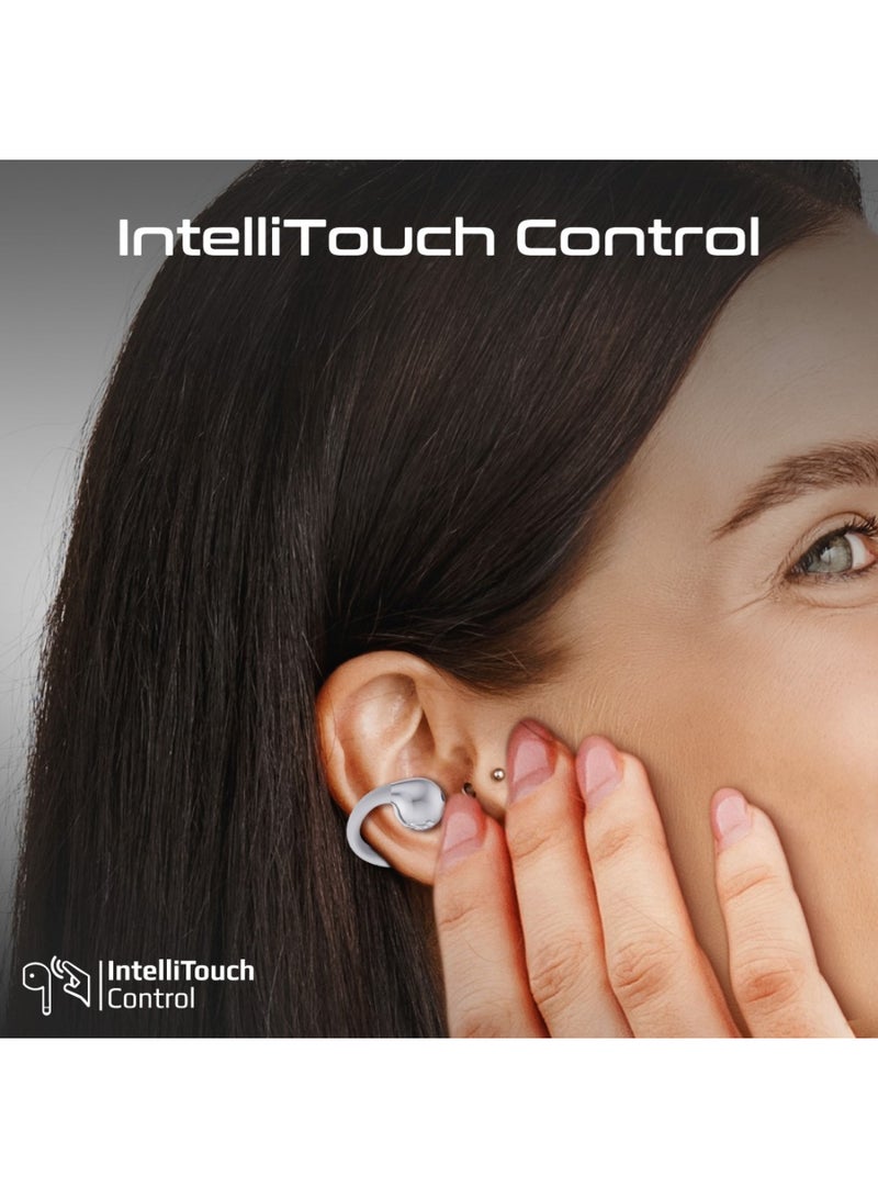 PROMATE True Wireless Earbuds with OWS Technology, IntelliTouch Control, Ergonomic Open-Ear Clip Design, 28-Hour Playtime, 500mAh Charging Case, Water-Resistance, and AudioFit Stability for Unmatched Sound Quality, AirClip White - Image 3