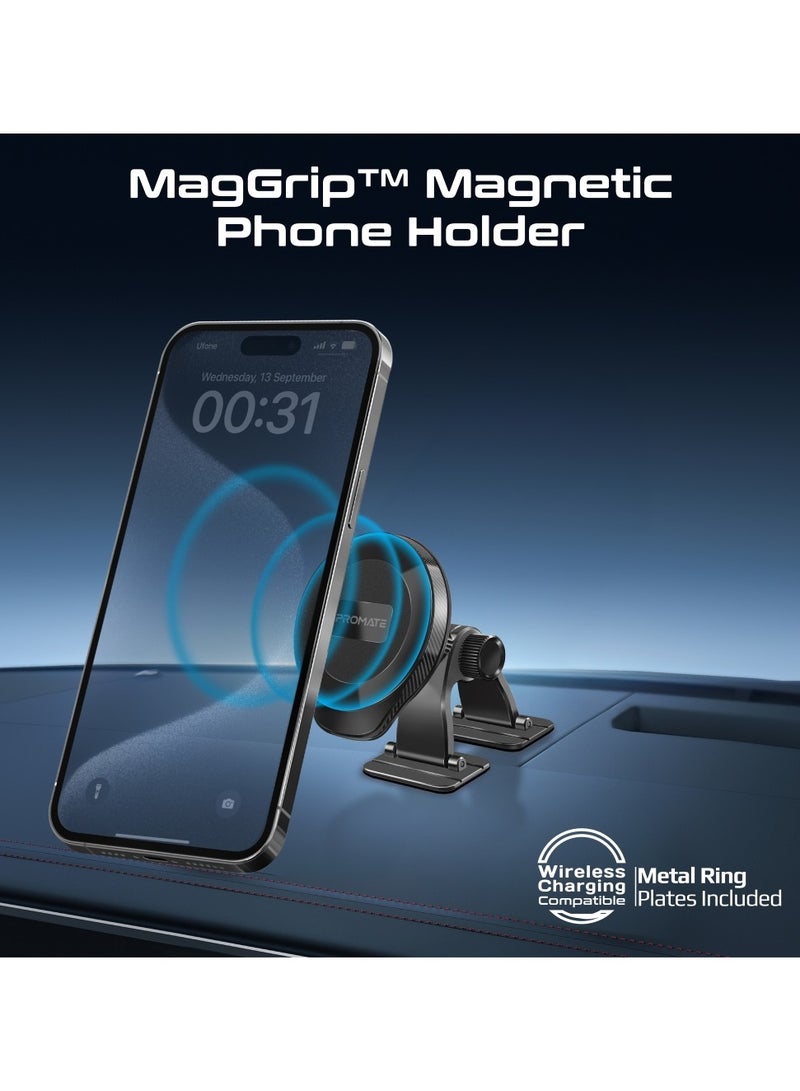PROMATE - Magnetic Phone Holder with MagGrip Technology, Fits Any Curved Surface, Firm Dashboard Attachment, Powerful N52 Magnets, Sturdy and Easy Installation, And 360° Rotatable Cradleless Design, ArcMount Black - Image 1
