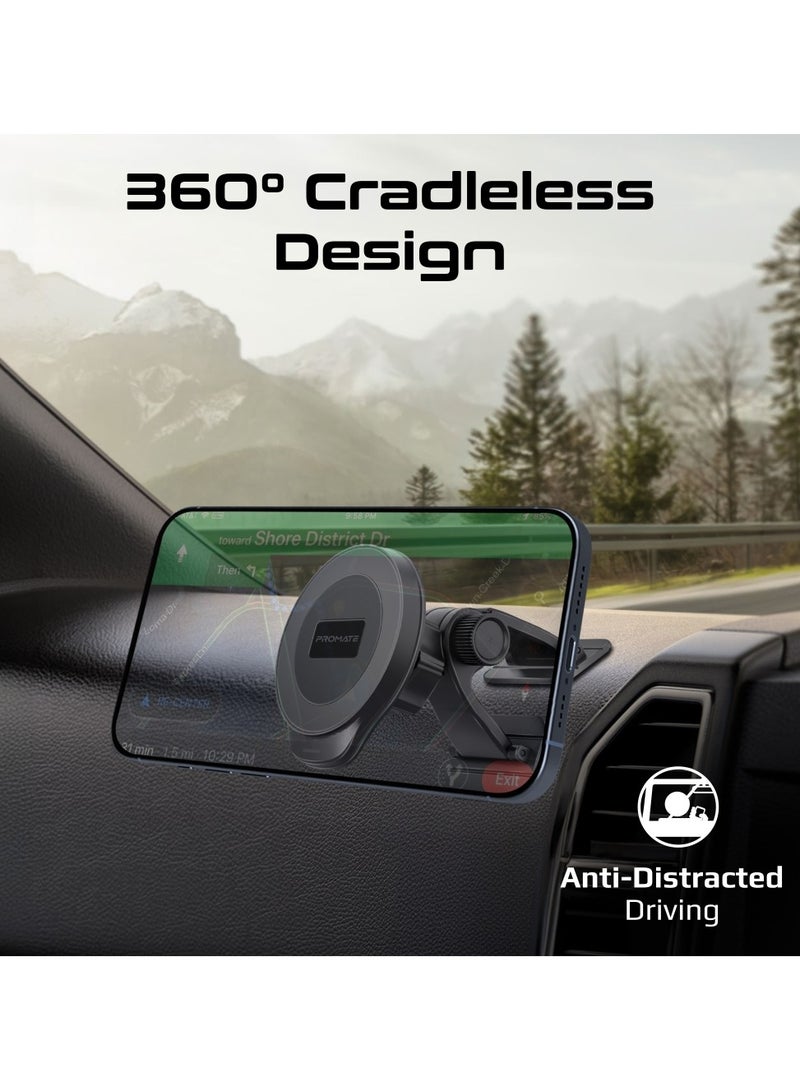 PROMATE - Magnetic Phone Holder with MagGrip Technology, Fits Any Curved Surface, Firm Dashboard Attachment, Powerful N52 Magnets, Sturdy and Easy Installation, And 360° Rotatable Cradleless Design, ArcMount Black - Image 1