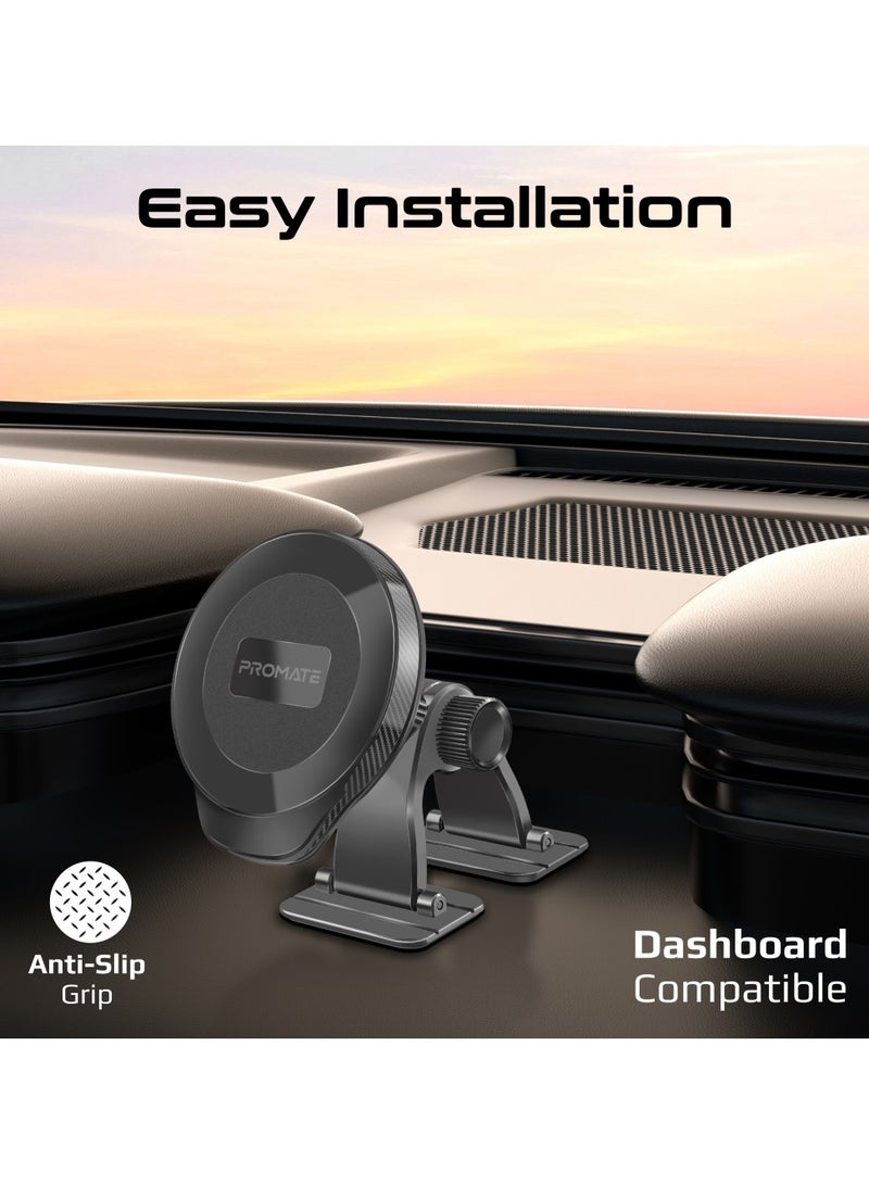 PROMATE - Magnetic Phone Holder with MagGrip Technology, Fits Any Curved Surface, Firm Dashboard Attachment, Powerful N52 Magnets, Sturdy and Easy Installation, And 360° Rotatable Cradleless Design, ArcMount Black - Image 1