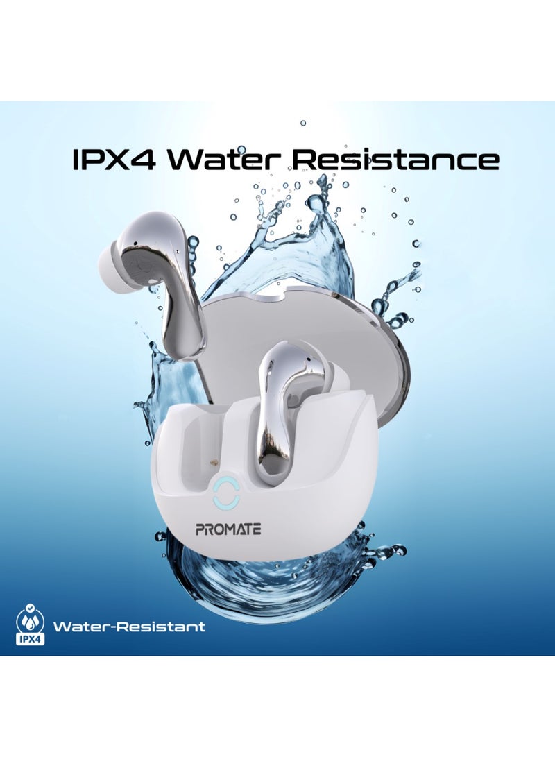 PROMATE - Bluetooth True Wireless Stereo Earphones with IntelliTouch Control, Active Noise Cancellation, Transparency Mode, Low Latency Game Mod White - Image 1