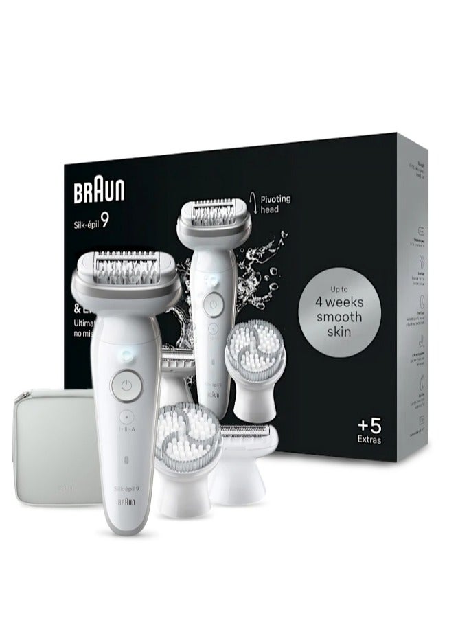 BRAUN Silk-epil 9 SkinSpa 9-061 Epilator Wet & Dry, Deep body exfoliation brush, lasting smooth skin, Pouch. + 5 Ectra - Image 1