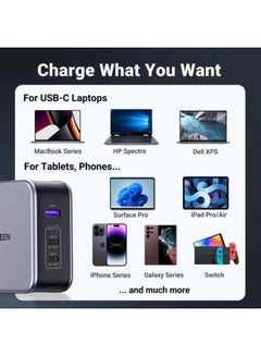 Ugreen USB-A+2*USB-C 140W GaN Tech Fast Charger with C to C Cable 1.5M Black  - Image 2