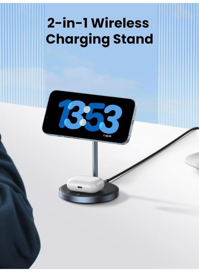 Ugreen - [6957303896684] UGREEN 2-in-1 Magnetic Wireless Charging Station Grey - Image 1