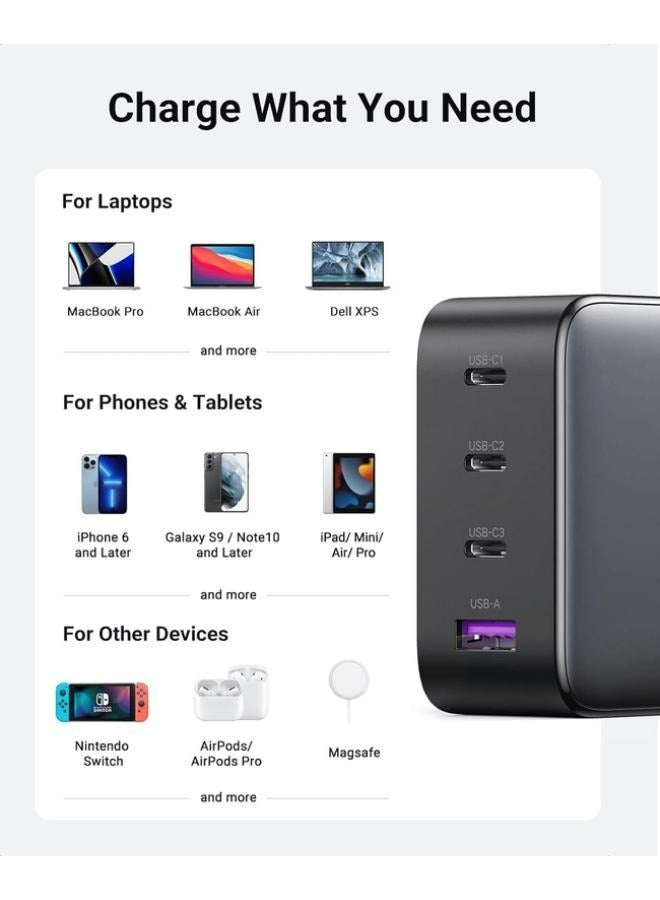 Ugreen - USB-A 3xUSB-C 100W GaN Wall Charger USB-C Cable Black - Image 1
