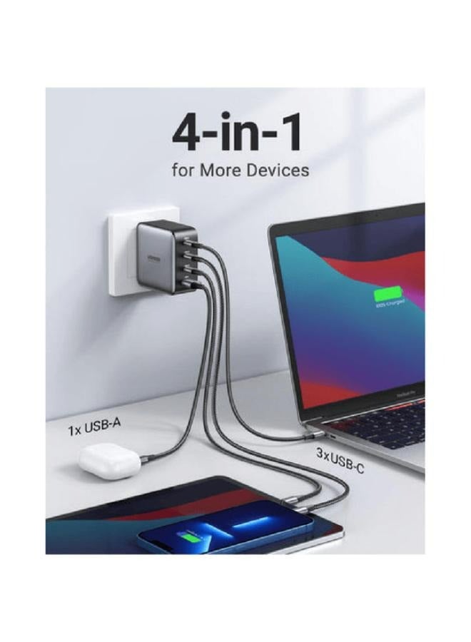 Ugreen - USB-A 3xUSB-C 100W GaN Wall Charger USB-C Cable Black - Image 1