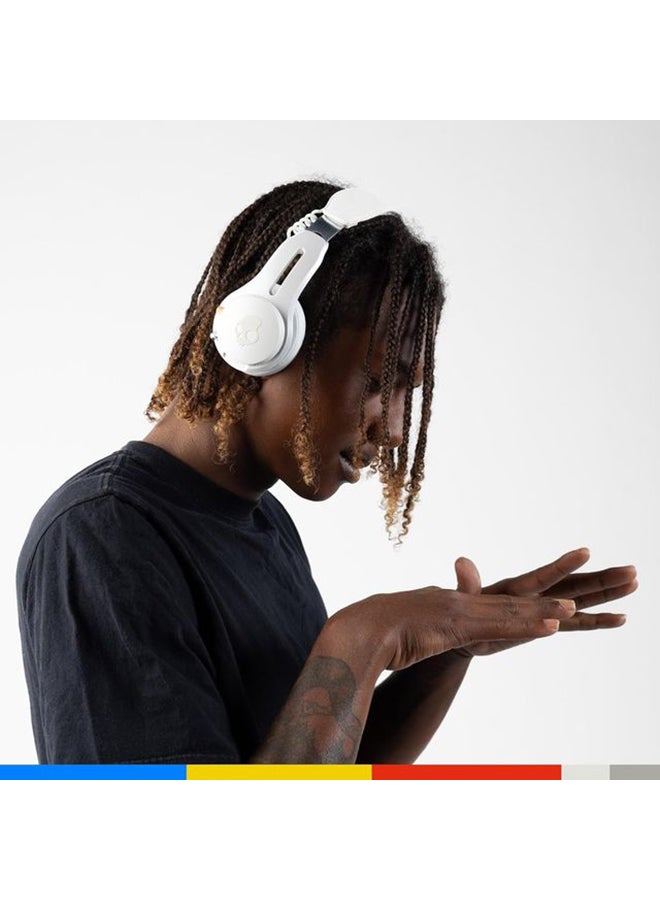 سكل كاندي - Icon ANC On-Ear Active Noise Cancelling Wireless Bluetooth Headphones, 60 Hr Battery, Microphone, Works with iPhone Android White Bone/Orange Glow - Image 1