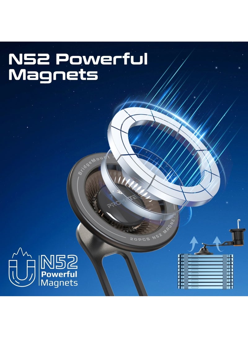 بروميت Car Phone Holder, Sleek Car Anti-Slip Magnetic Mount with 360 Degree Rotation, Cradleless Design, Multi-Angle Support, AC Vent Compatibility for Smartphones, BridgeMount Black - Image 5