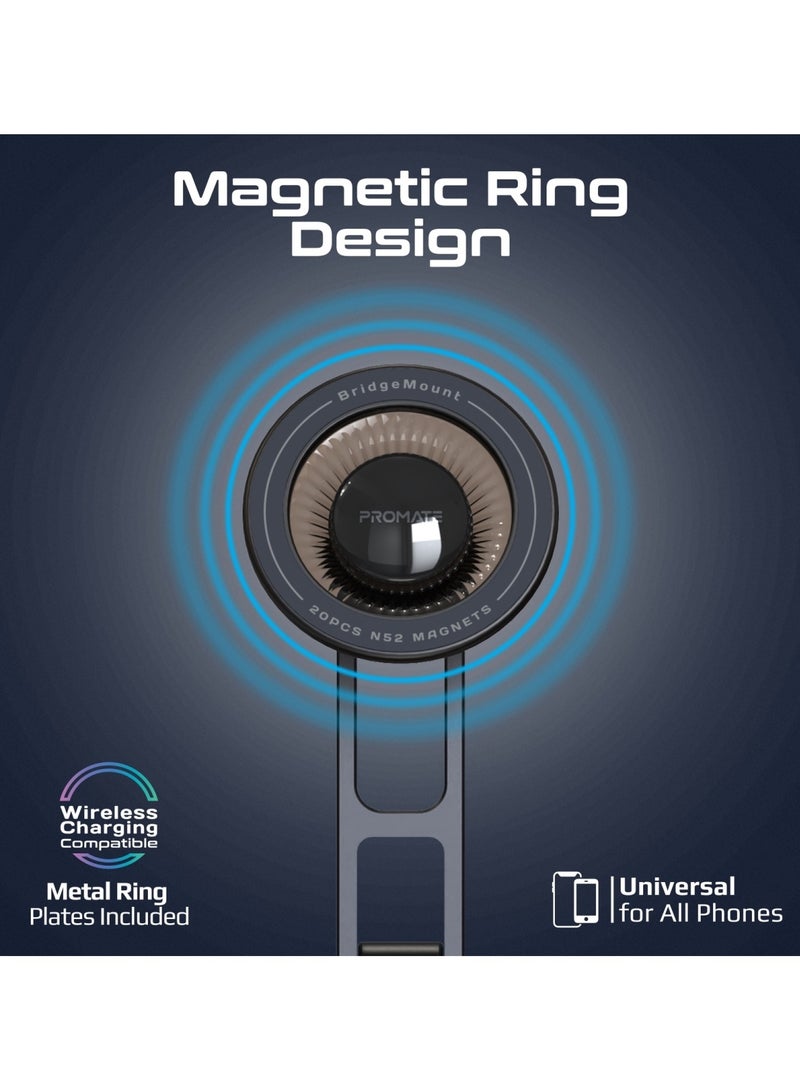 بروميت Car Phone Holder, Sleek Car Anti-Slip Magnetic Mount with 360 Degree Rotation, Cradleless Design, Multi-Angle Support, AC Vent Compatibility for Smartphones, BridgeMount Black - Image 3