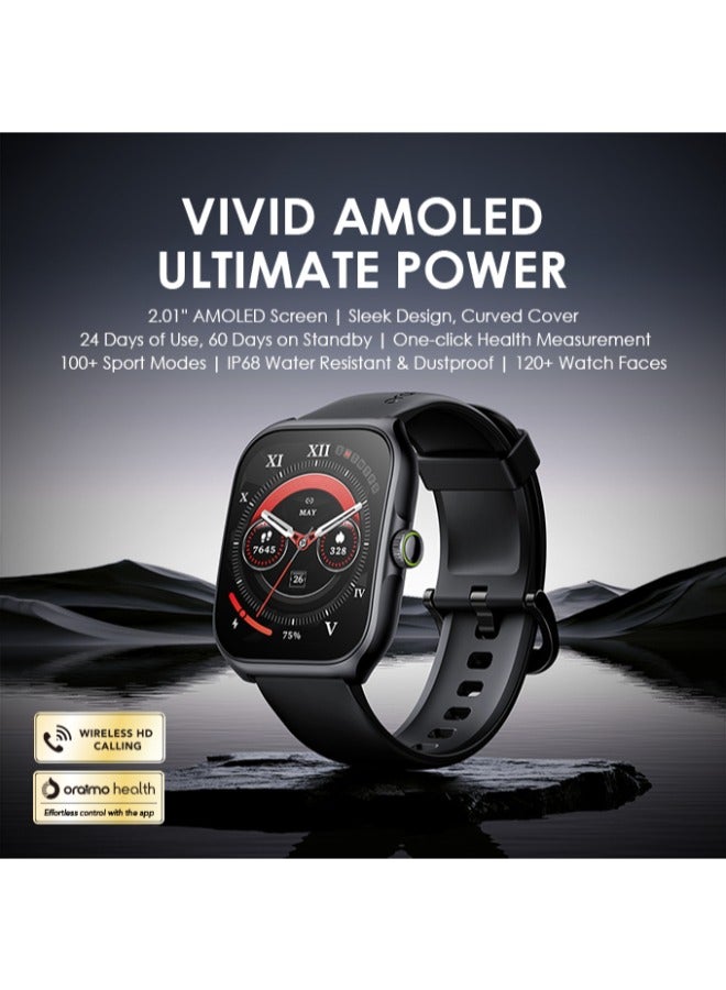 Oraimo - 340 mAh Watch Nova AM 2.01" AMOLED Screen Curved Cover Smart Watch Black - Image 1
