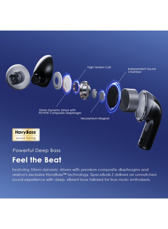 أورايمو Oraimo Airpods Active Noise Cancelling Bluetooth Earphones, Sound360 Spatial Audio True Wireless Earbuds,4 Mics for AI Clear Calls,38H Playtime, Dual Device Connectivity, Customization via App Black  - Image 5