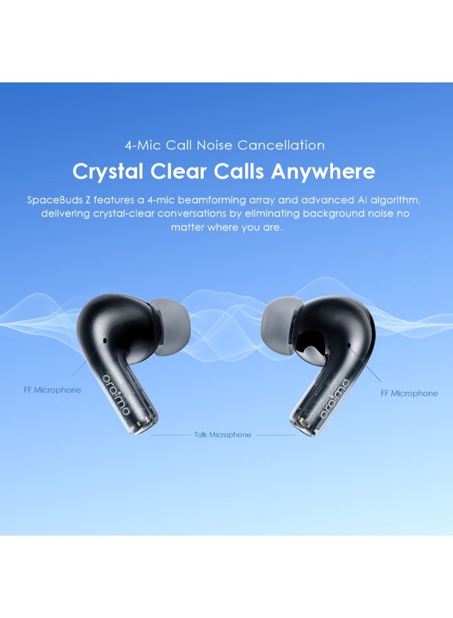 أورايمو Oraimo Airpods Active Noise Cancelling Bluetooth Earphones, Sound360 Spatial Audio True Wireless Earbuds,4 Mics for AI Clear Calls,38H Playtime, Dual Device Connectivity, Customization via App Black  - Image 3