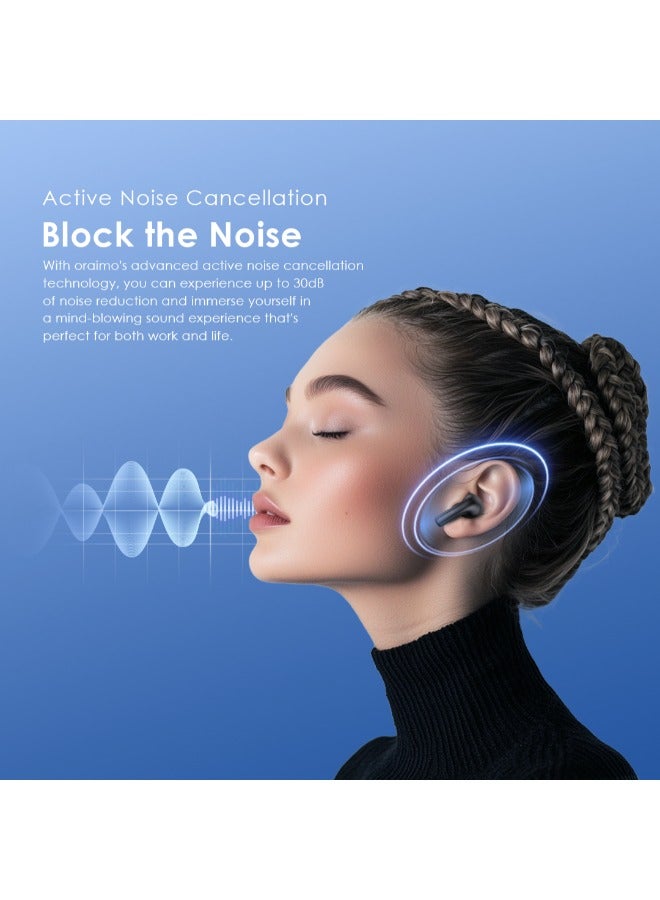 أورايمو Oraimo Airpods Active Noise Cancelling Bluetooth Earphones, Sound360 Spatial Audio True Wireless Earbuds,4 Mics for AI Clear Calls,38H Playtime, Dual Device Connectivity, Customization via App Black  - Image 4