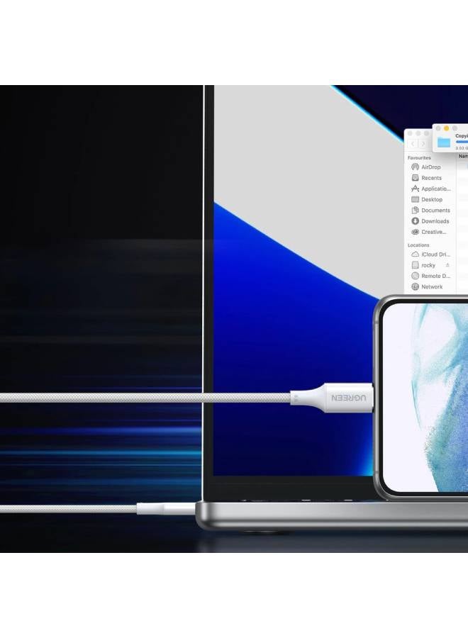 Ugreen - UGREEN USB-C to USB-C 100W Braided Silicon 1M White - Image 1