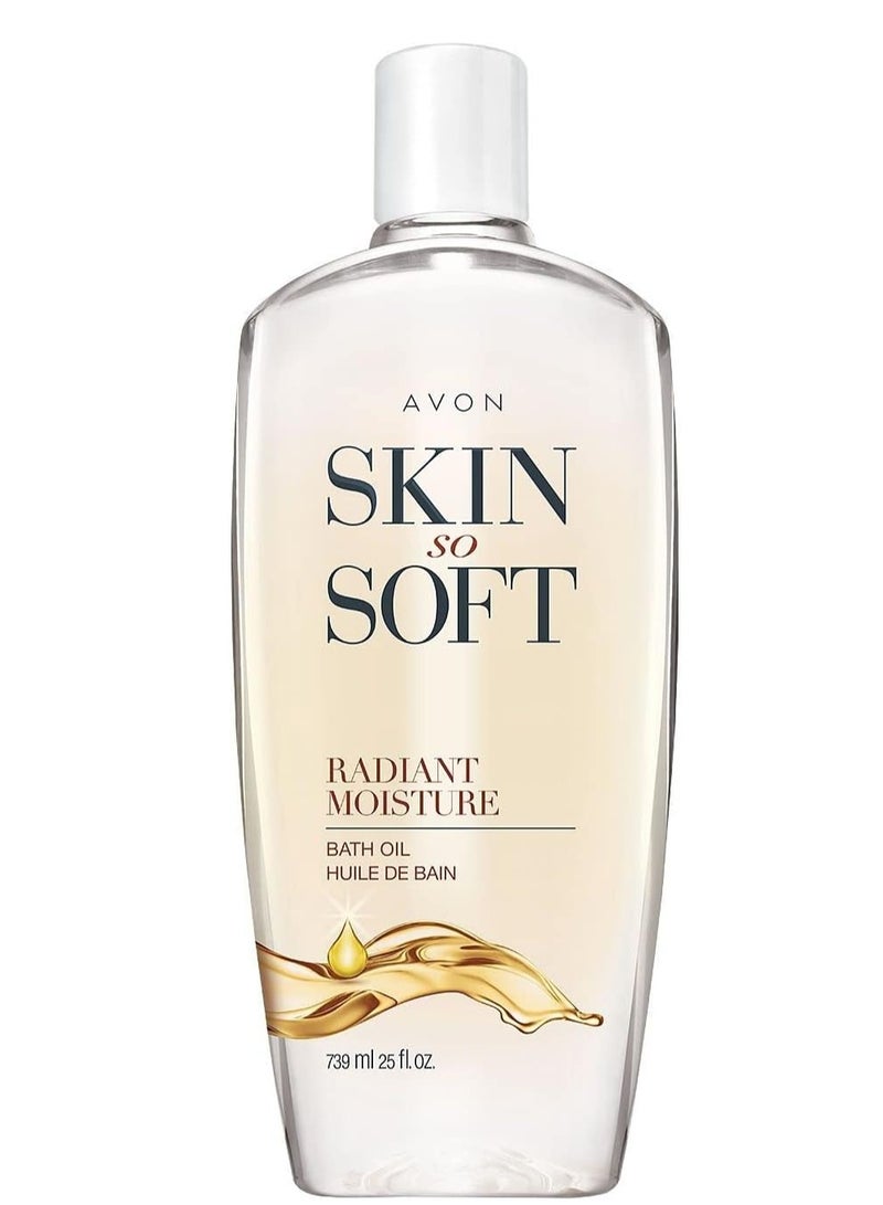 AVON Skin So Soft Radiant Moisture Bath Oil, Large 25 fl oz | Body Oil Scented with Peony Musk | Moisturizing & Hydrating After Shower Body Oil for Women | Infused with Argan Oil & Silk Proteins 739 mlml  - Image 1