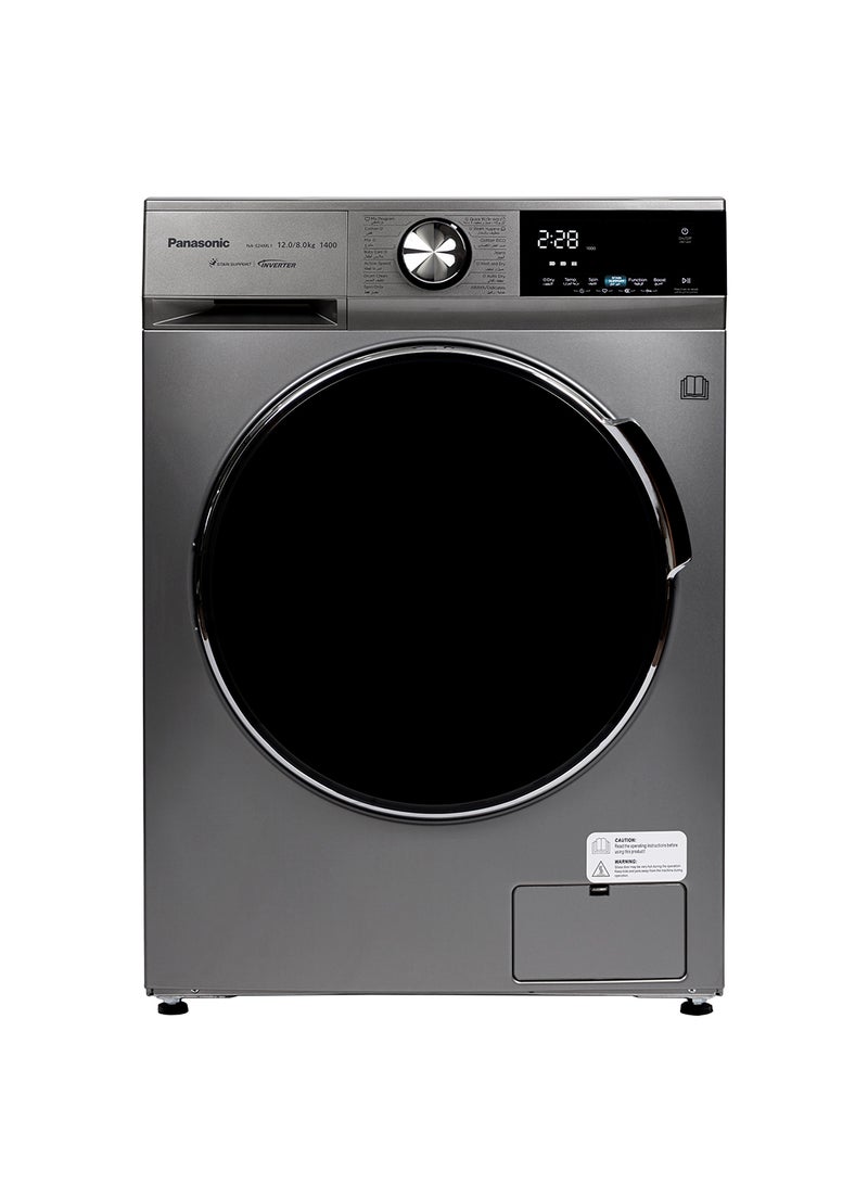 Panasonic All-in-One  12/8 Kg Washer & Dryer With ABAYA/Delicates /Stain Support / Active Foam by Active Speed / Inverter  / Steam Hygiene/ Pause & Add NA-S24ML1LAE Silver  - Image 1