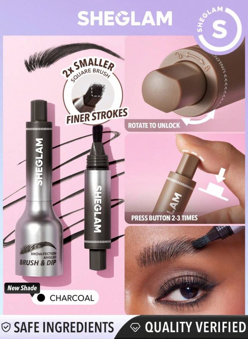 SHEGLAM Brow-Fection Angled Brush & Dip- Charcoal  - Image 1
