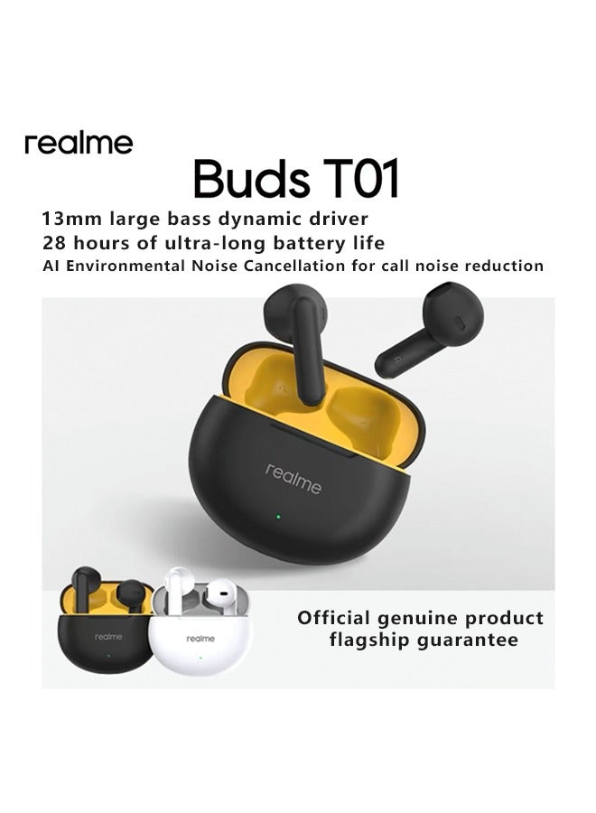 realme - Buds T01 Bluetooth Earbuds White - Image 1