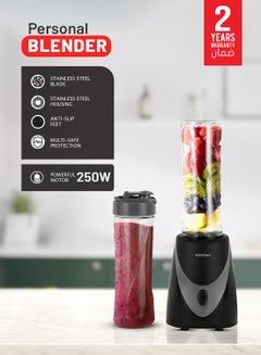 KRYPTON 600 ML Personal Blender | One Speed, Stainless Steel Blade | 2PCS Tritan Bottle, Non-Slipping Foot | Great for Smoothies, Diet Shakes and Protein Drinks | PP Housing, Comes with 4 Blades, AC Motor, Non-Slipping Foot and Safety System/  Multicolor, 2 Years Warranty 250 W KNB6568 Multicolour  - Image 1