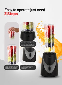 KRYPTON 600 ML Personal Blender | One Speed, Stainless Steel Blade | 2PCS Tritan Bottle, Non-Slipping Foot | Great for Smoothies, Diet Shakes and Protein Drinks | PP Housing, Comes with 4 Blades, AC Motor, Non-Slipping Foot and Safety System/  Multicolor, 2 Years Warranty 250 W KNB6568 Multicolour  - Image 2