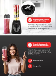 KRYPTON 600 ML Personal Blender | One Speed, Stainless Steel Blade | 2PCS Tritan Bottle, Non-Slipping Foot | Great for Smoothies, Diet Shakes and Protein Drinks | PP Housing, Comes with 4 Blades, AC Motor, Non-Slipping Foot and Safety System/  Multicolor, 2 Years Warranty 250 W KNB6568 Multicolour  - Image 4