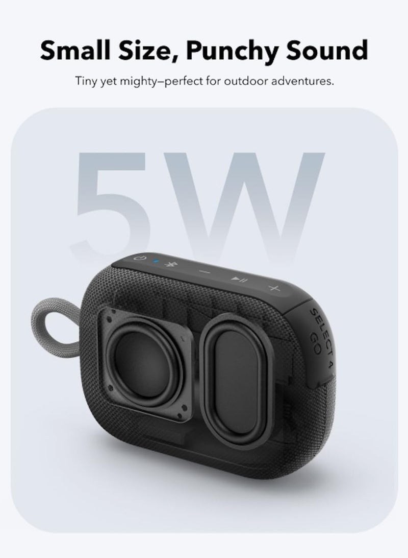 Soundcore - Select 4 Go Ultra Portable Bluetooth Speaker by Anker, 20H Playtime, IP67 Waterproof and Dustproof, Floatable, Customisable Pro EQ, Wireless Stereo Pairing, Ideal for Home, Outdoors, Hiking Black/Gold - Image 1