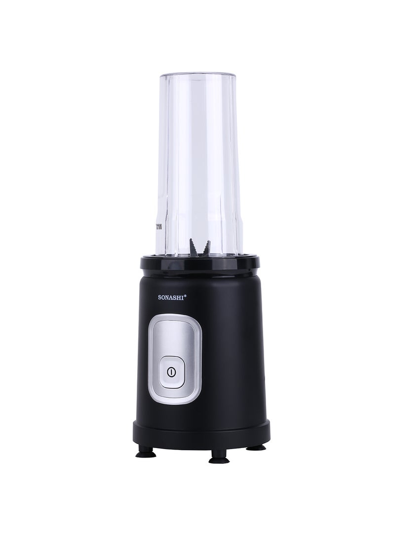 SONASHI - Portable Sports Blender & Smoothie Maker - 1 Touch Button with 600ML Unbreakable Sports Bottle with Lid | 4Pcs Stainless Steel Blade with Anti-slip Feet | Overheat Protection 600 ml 550 W SB-200 Black - Image 1