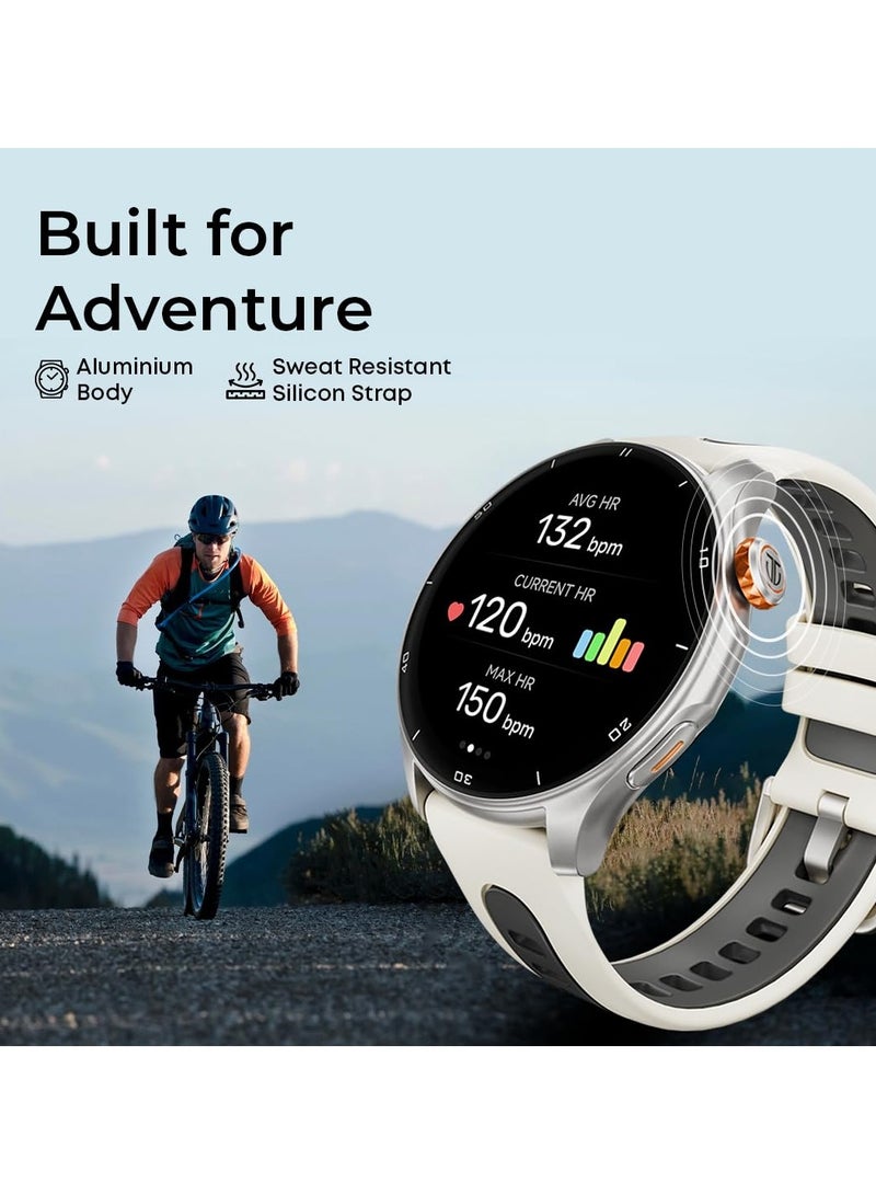 تيتان - Celestor Smart Watch 1.43" AMOLED Round Display, Opto-Mechanical Crown, In-Built GPS, Altimeter, Barometer, Compass, BT Calling Titanium/Beige - Image 1