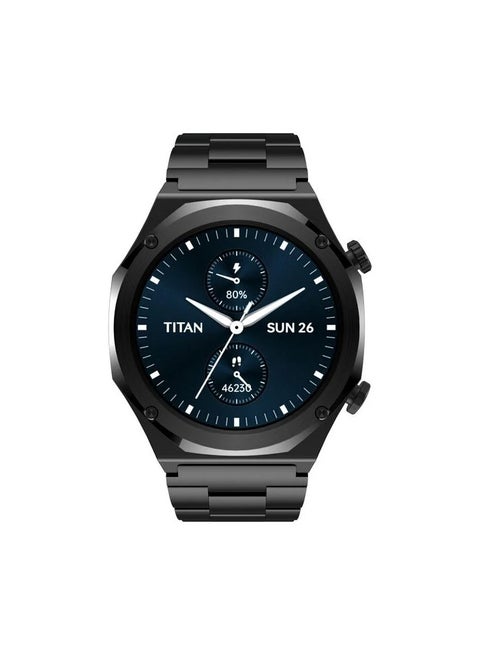 Maestro Smart Watch 1.43" AMOLED Round Display, Stainless Steel, Customisable UI, Smart AOD, Password, Extra Silicone Strap, Black