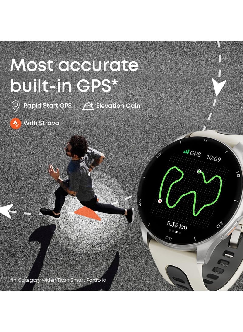 TITAN Celestor Smart Watch 1.43"AMOLED Round Display, Opto-Mechanical Crown, In-Built GPS, Altimeter, Barometer, Compass, BT Calling Blue / Blue - Image 4