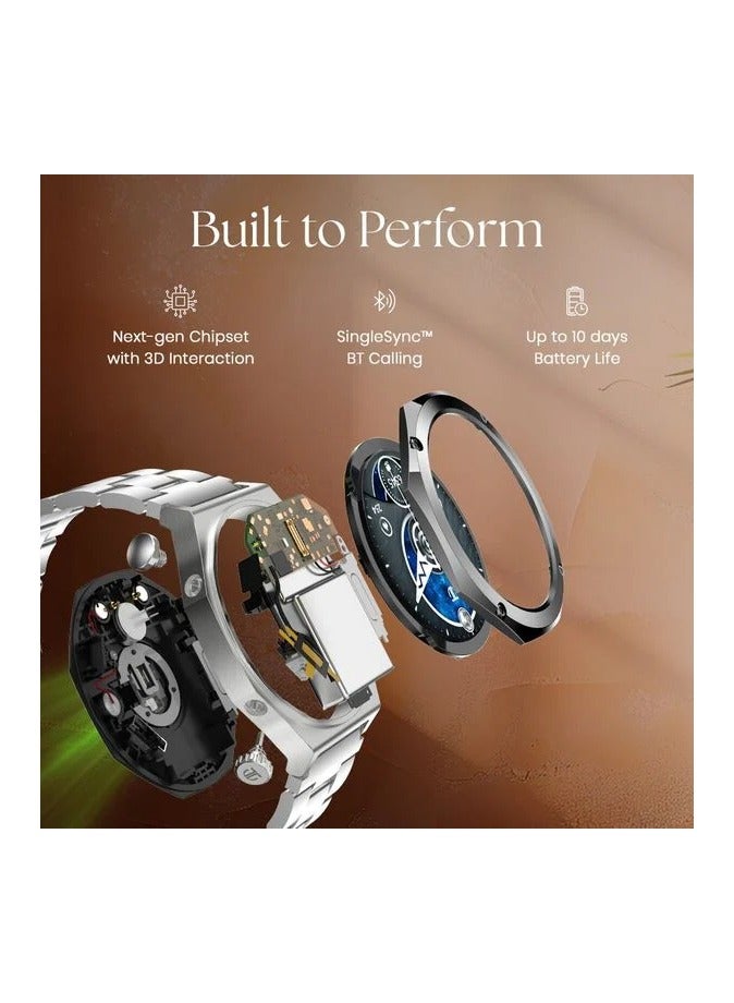 TITAN - Maestro Smart Watch 1.43" AMOLED Round Display, Stainless Steel, Customisable UI, Smart AOD, Password, Extra Silicone Strap, Silver - Image 1