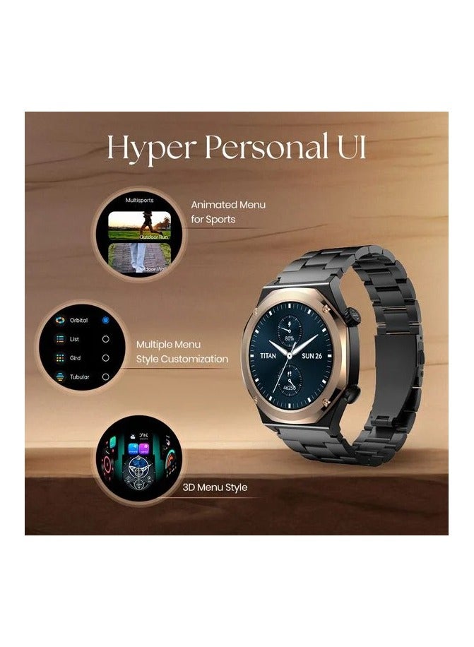 TITAN - Maestro Smart Watch 1.43" AMOLED Round Display, Stainless Steel, Customisable UI, Smart AOD, Password, Extra Silicone Strap, Silver - Image 1