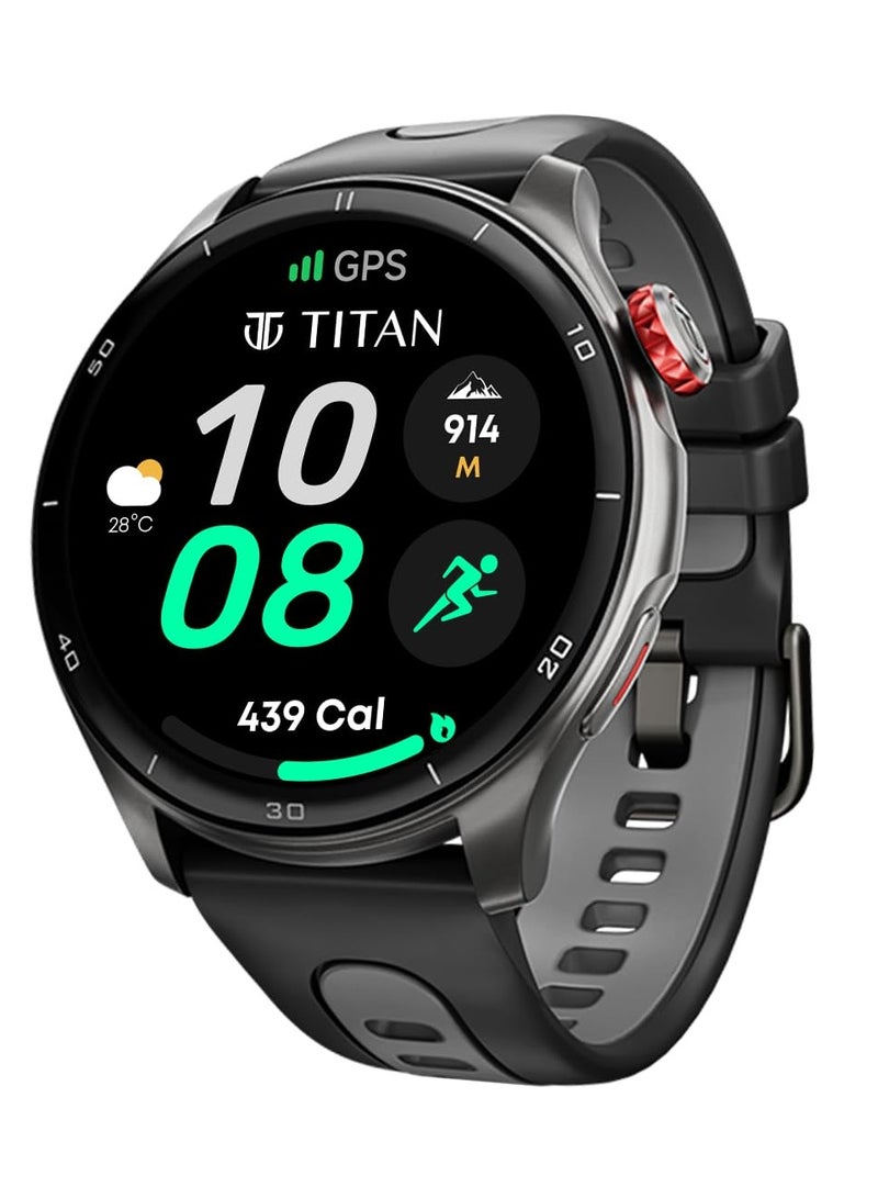 Celestor Smart Watch 1.43"AMOLED Round Display, Opto-Mechanical Crown, In-Built GPS, Altimeter, Barometer, Compass, BT Calling Black / Black