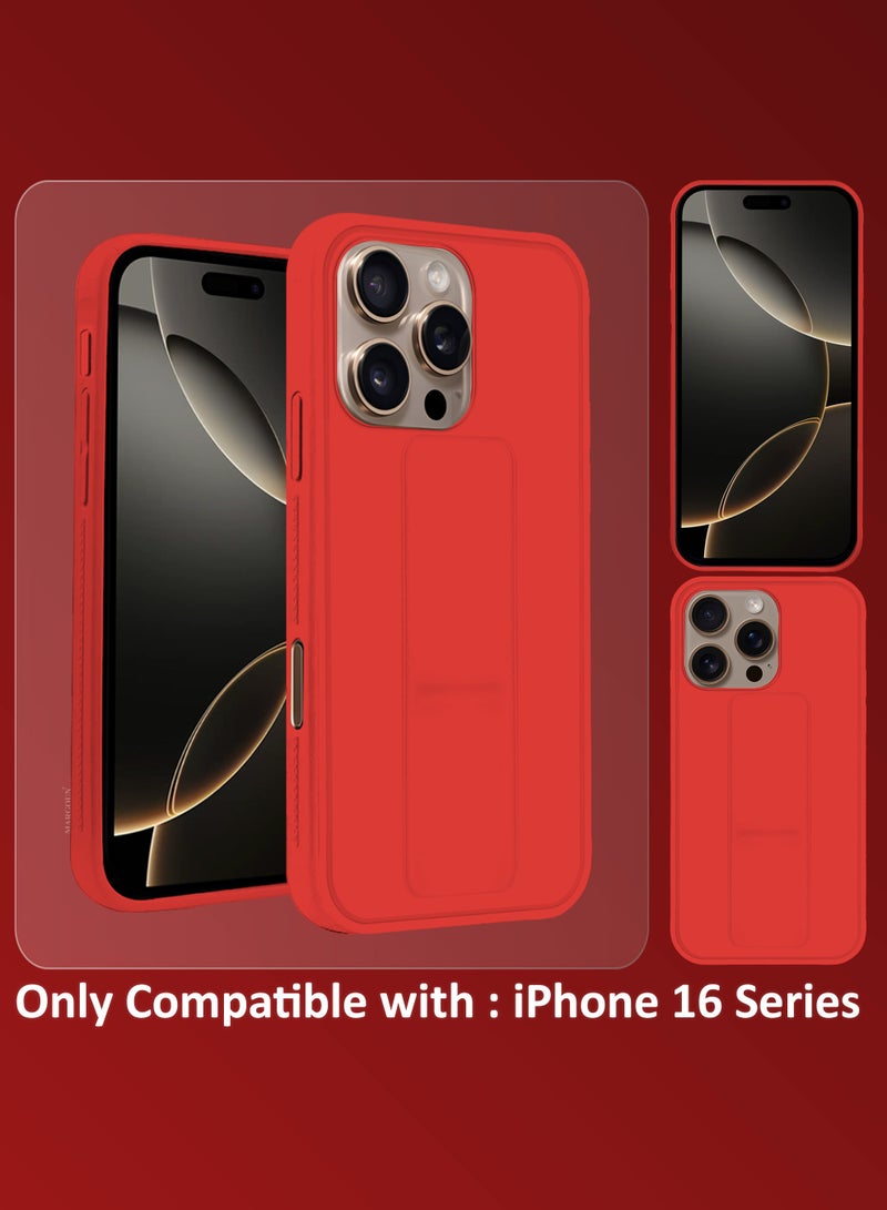 MARGOUN - (for Apple iPhone 16 Pro Max) 3Packs, Case  PU Leather Back Cover Stand Function Finger Grip Case Cover with Shock Proof Screen Protector Red-3 - Image 1