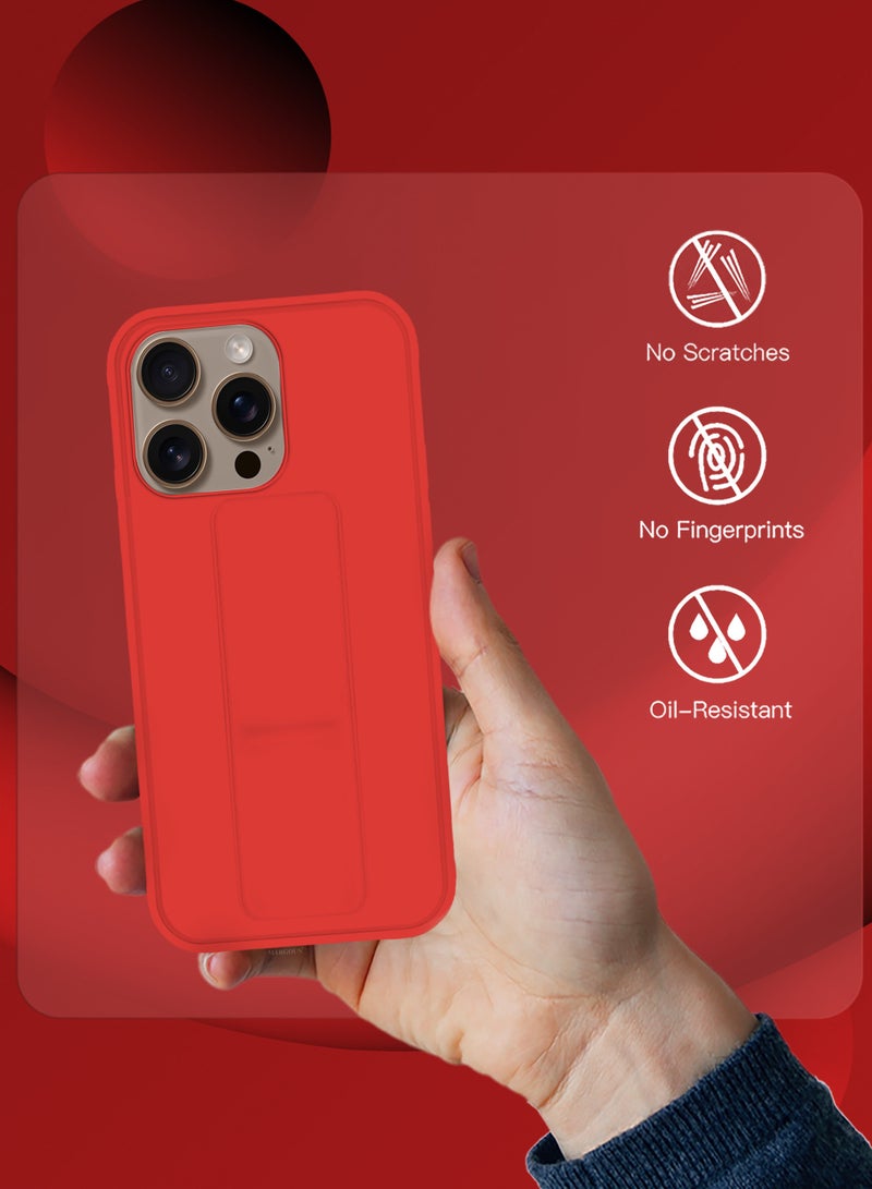 MARGOUN - (for Apple iPhone 16 Pro Max) 3Packs, Case  PU Leather Back Cover Stand Function Finger Grip Case Cover with Shock Proof Screen Protector Red-3 - Image 1