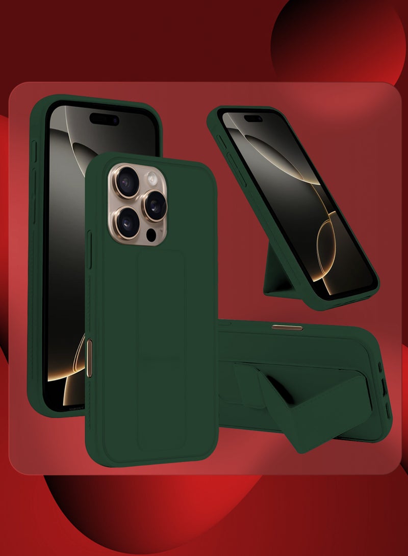MARGOUN - (for Apple iPhone 16 Pro Max) 2Pack, Case Cover PU Leather Back Cover with Stand Function and Finger Grip, Shockproof Screen Protector Green-2 - Image 1