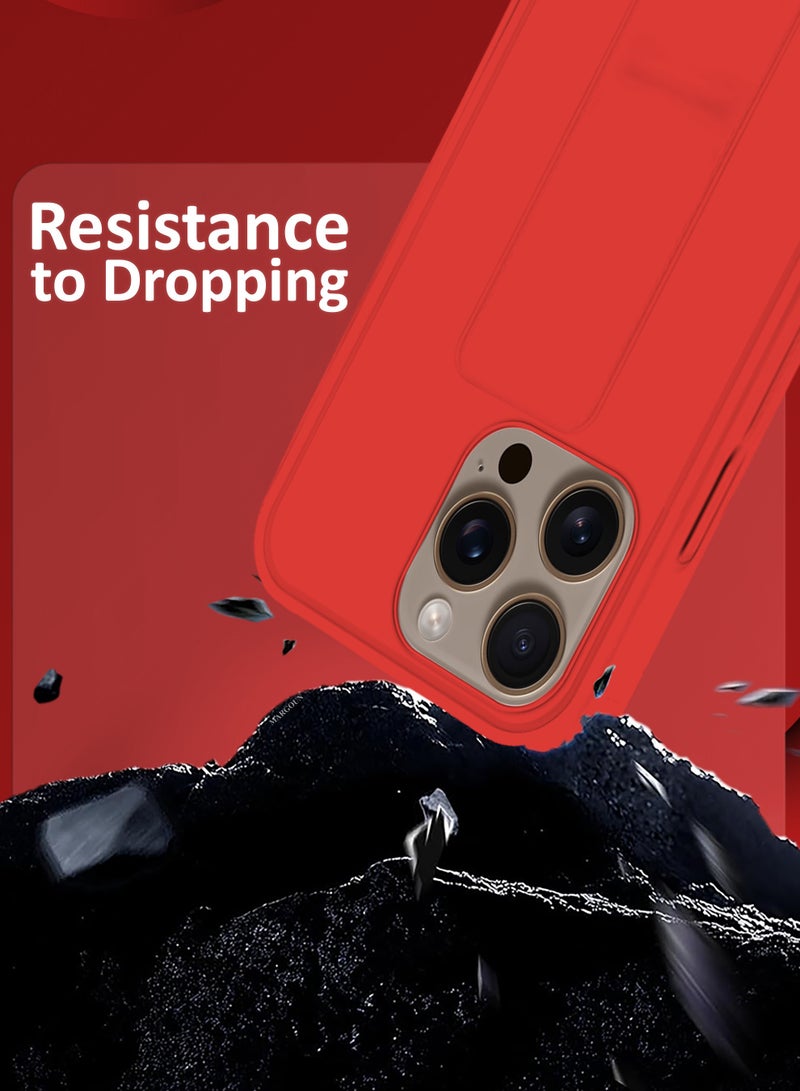 MARGOUN (for Apple iPhone 16 Pro Max) Case Premium PU Leather Back Cover with Stand Function Shockproof and Anti Scratch Case Cover with Finger Grip Red-1  - Image 3