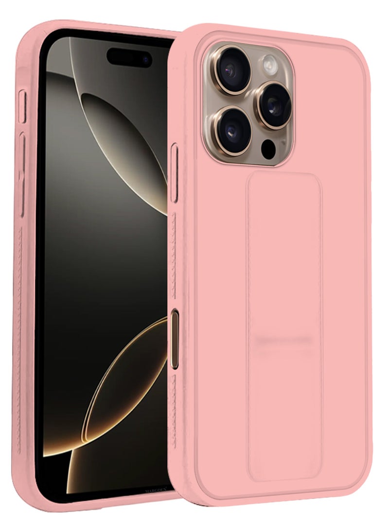 MARGOUN (for Apple iPhone 16 Pro Max) 3Packs, Case  PU Leather Back Cover Stand Function Finger Grip Case Cover with Shock Proof Screen Protector Pink-3 - Image 2