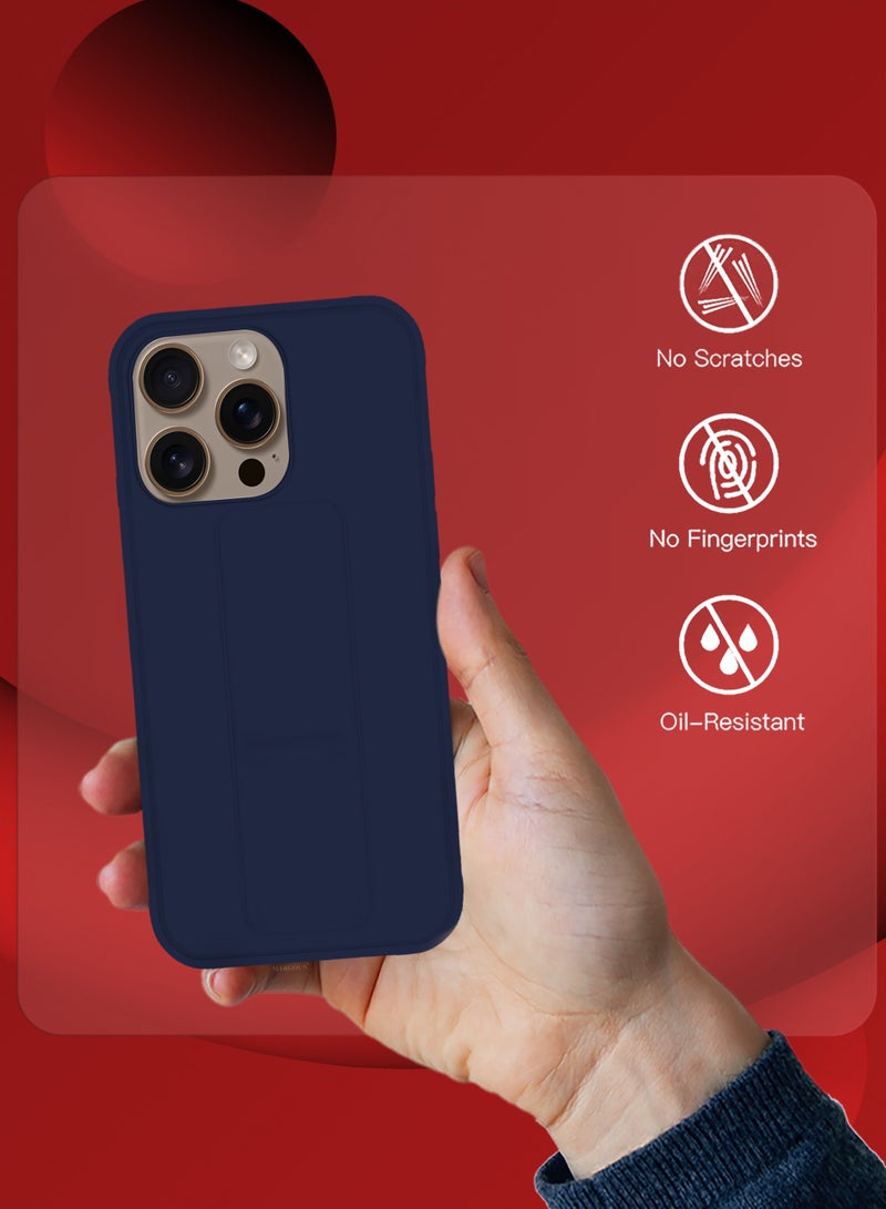 MARGOUN (for Apple iPhone 16 Pro Max) 2Packs, Case Cover PU Leather Back Cover with Stand Function and Finger Grip, Shockproof Screen Protector Dark Blue-2 - Image 4