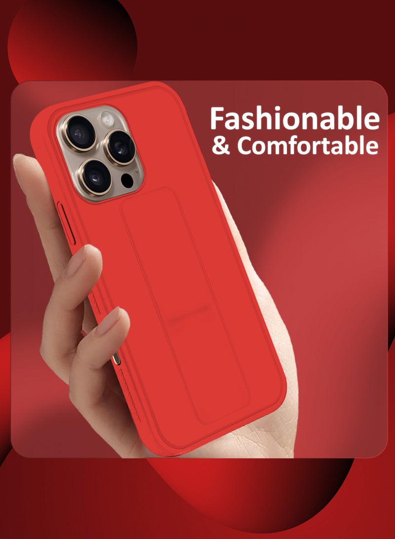 MARGOUN (for Apple iPhone 16 Pro Max) 2Packs, Case Cover PU Leather Back Cover with Stand Function and Finger Grip, Shockproof Screen Protector Red-2 - Image 2