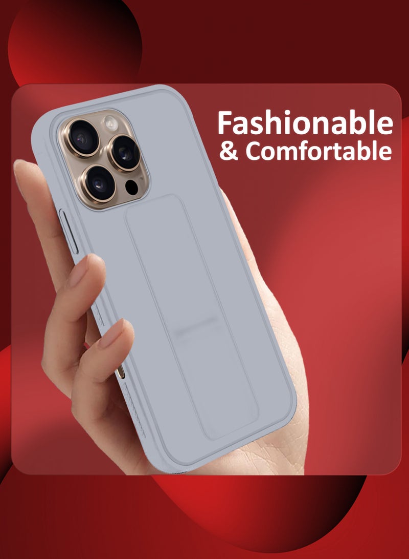 MARGOUN (for Apple iPhone 16 Pro Max) Case Premium PU Leather Back Cover with Stand Function Shockproof and Anti Scratch Case Cover with Finger Grip Grey-1  - Image 3