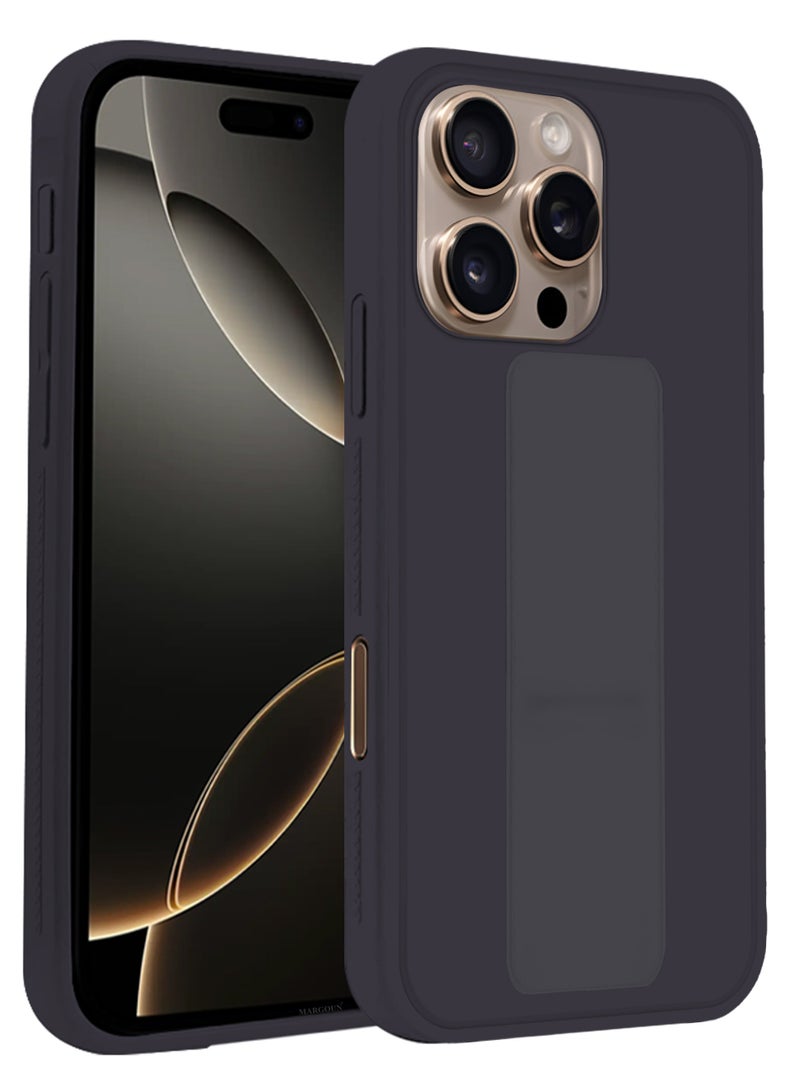 MARGOUN (for Apple iPhone 16 Pro Max) Case Premium PU Leather Back Cover with Stand Function Shockproof and Anti Scratch Case Cover with Finger Grip Dark Purple-1  - Image 3
