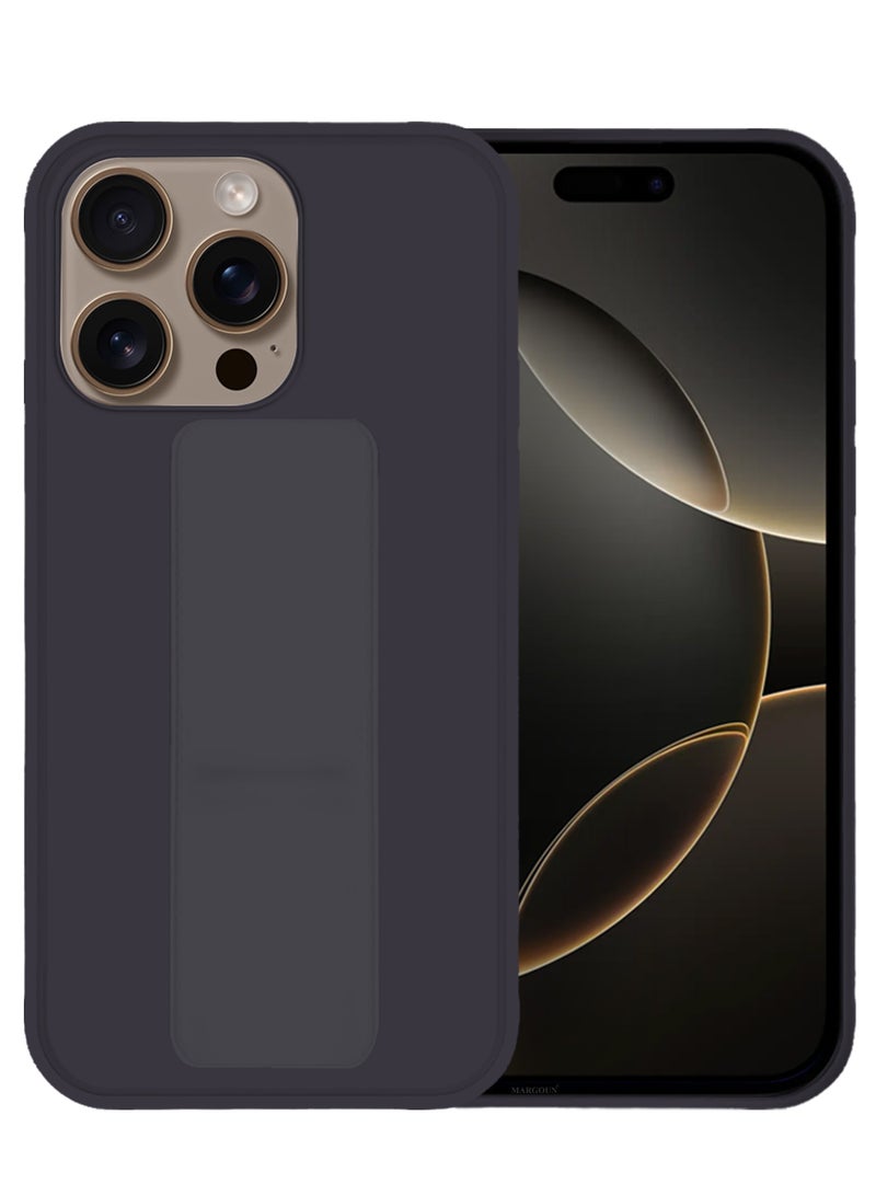 MARGOUN (for Apple iPhone 16 Pro Max) Case Premium PU Leather Back Cover with Stand Function Shockproof and Anti Scratch Case Cover with Finger Grip Dark Purple-1  - Image 2