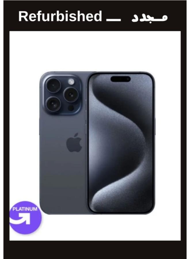 ابل  IPHONE 15 PRO MAX, 256GB, 8GB RAM, 5G, Single Sim, Blue Titanium, 1 Year Warranty  | Platinum Grade | UPGRADE Refurbished - Image 1