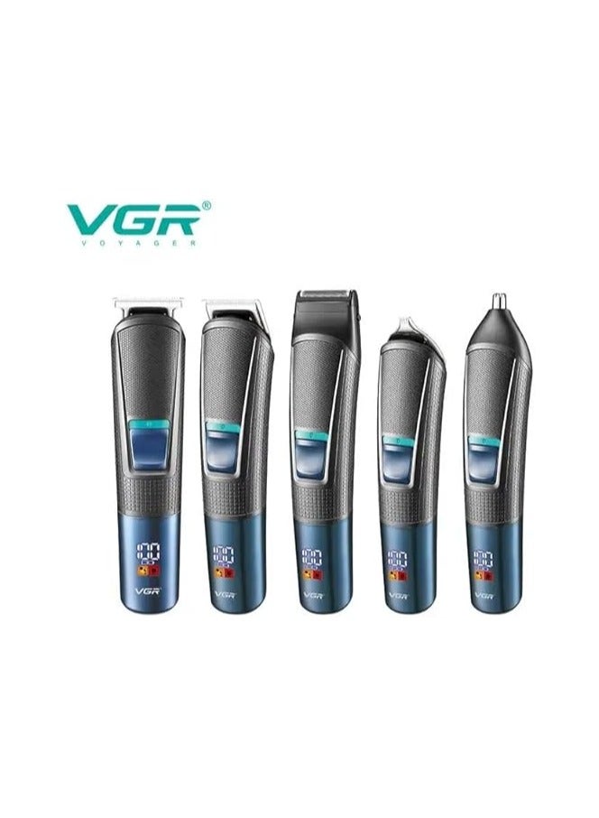 VGR V-108 Professional 10 in 1 Grooming Kit with LED Display, All in one Trimmer for Men, Suitable for Face, head, Nose,Ear & Body Grooming, 120 min Runtime Blue - Image 2