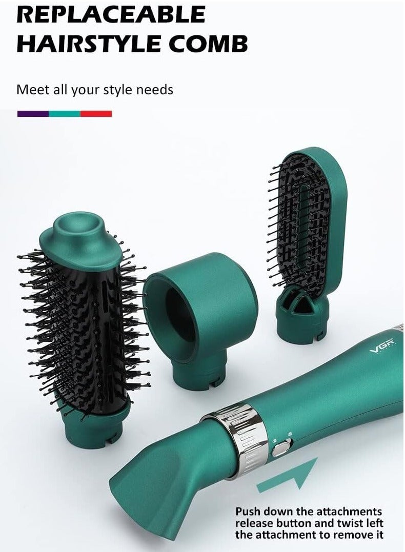 في جي آر - 4 In 1 Professional Hot Air Styler V-493 With Ceramic Coating & Overheating Protection Technology (High Power Of 1000 Watts, Green) V493 - Image 1