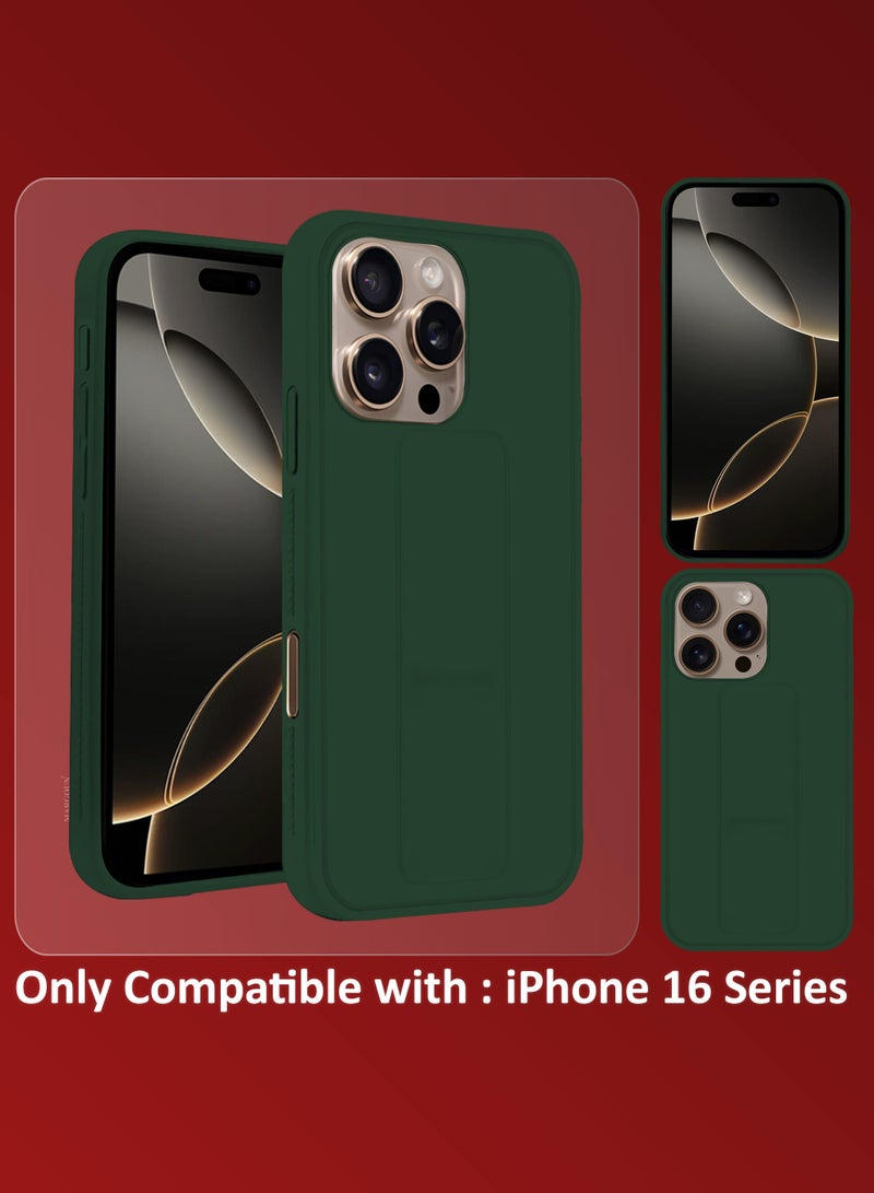 MARGOUN - (for Apple iPhone 16 Pro Max) Case Premium PU Leather Back Cover with Stand Function Shockproof and Anti Scratch Case Cover with Finger Grip Green-1 - Image 1