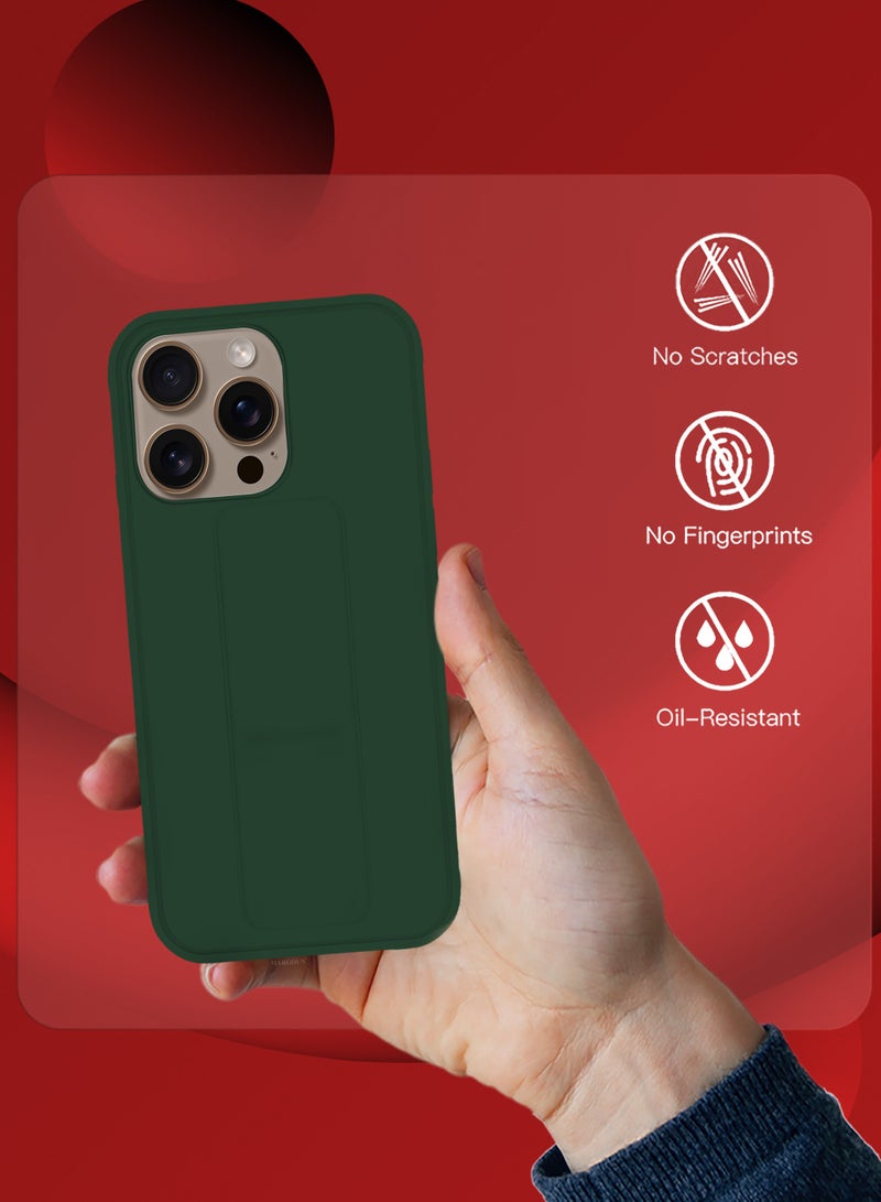 MARGOUN - (for Apple iPhone 16 Pro Max) Case Premium PU Leather Back Cover with Stand Function Shockproof and Anti Scratch Case Cover with Finger Grip Green-1 - Image 1