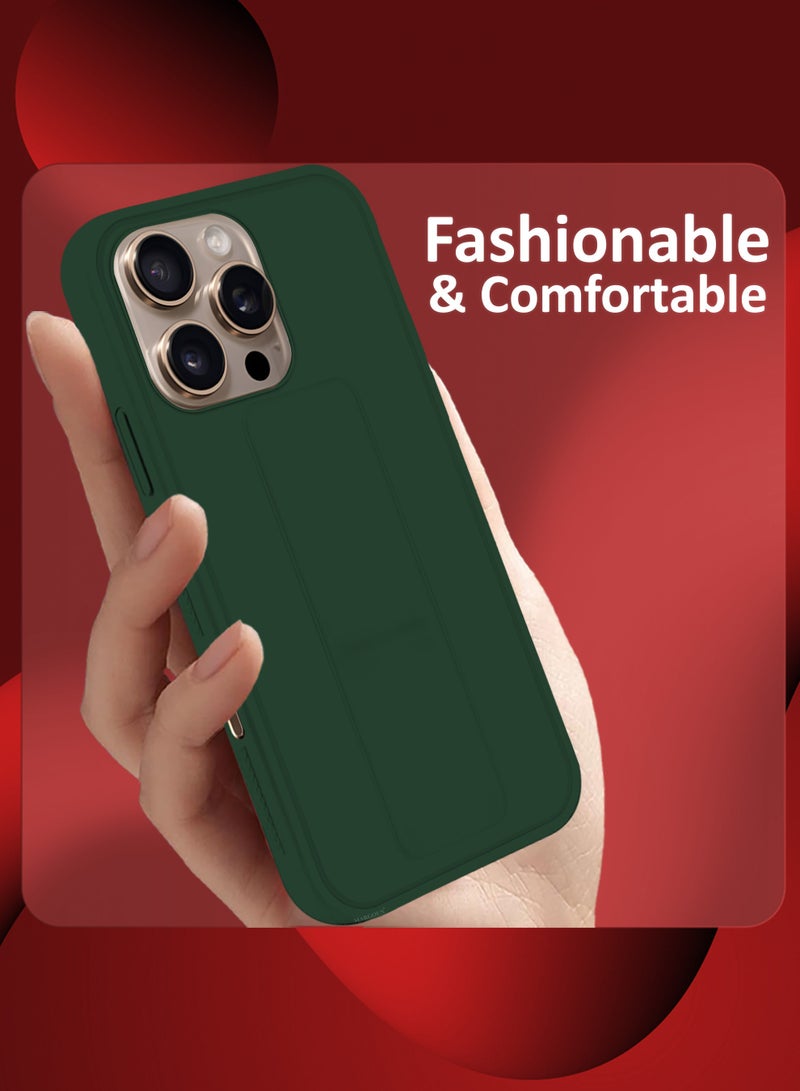 MARGOUN - (for Apple iPhone 16 Pro Max) Case Premium PU Leather Back Cover with Stand Function Shockproof and Anti Scratch Case Cover with Finger Grip Green-1 - Image 1