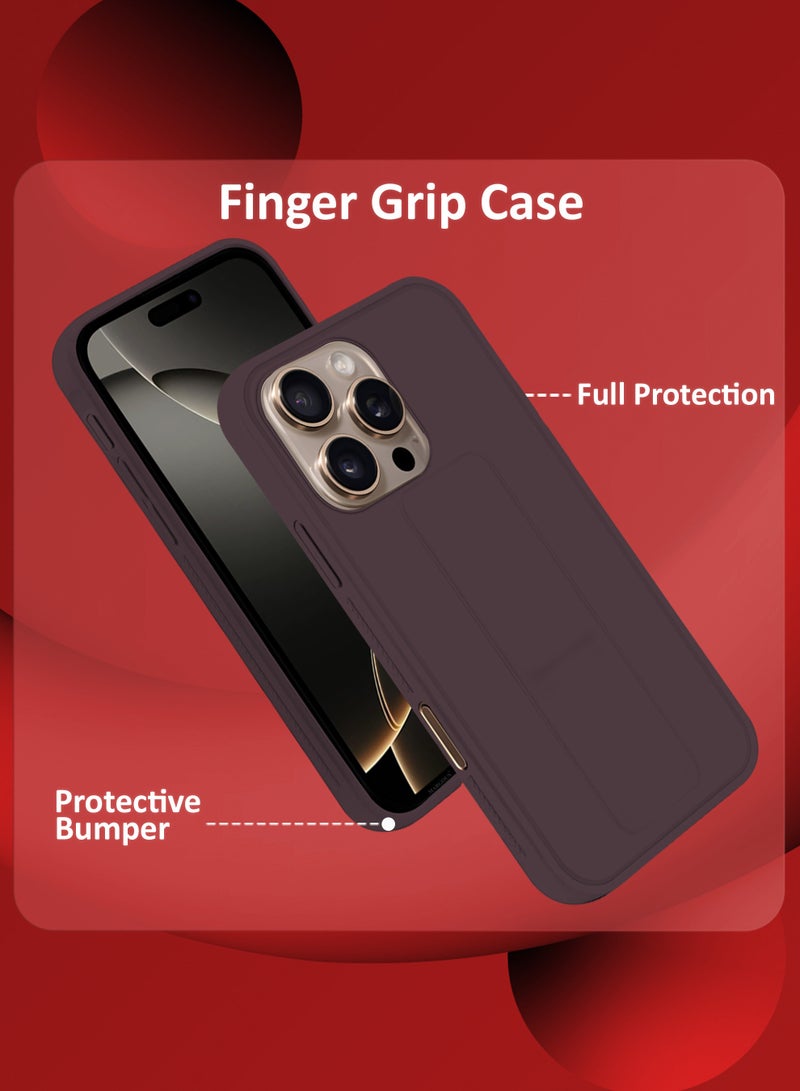 MARGOUN (for Apple iPhone 16 Pro Max) Case Premium PU Leather Back Cover with Stand Function Shockproof and Anti Scratch Case Cover with Finger Grip Merlot-1  - Image 2
